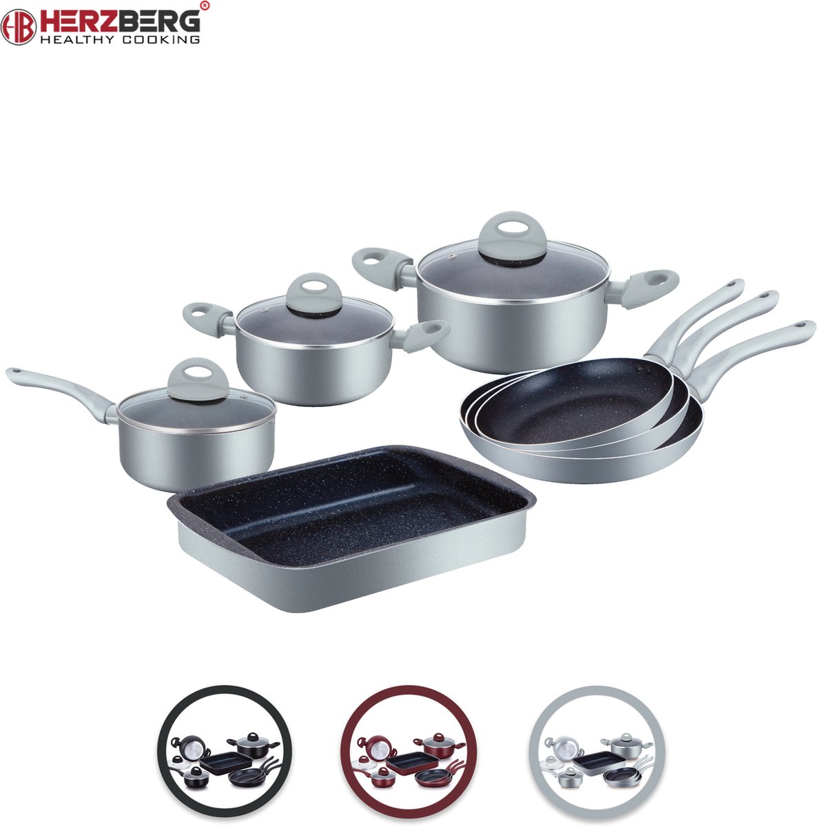 Herzberg Batterie de Cuisine - lot de casserole induction - set