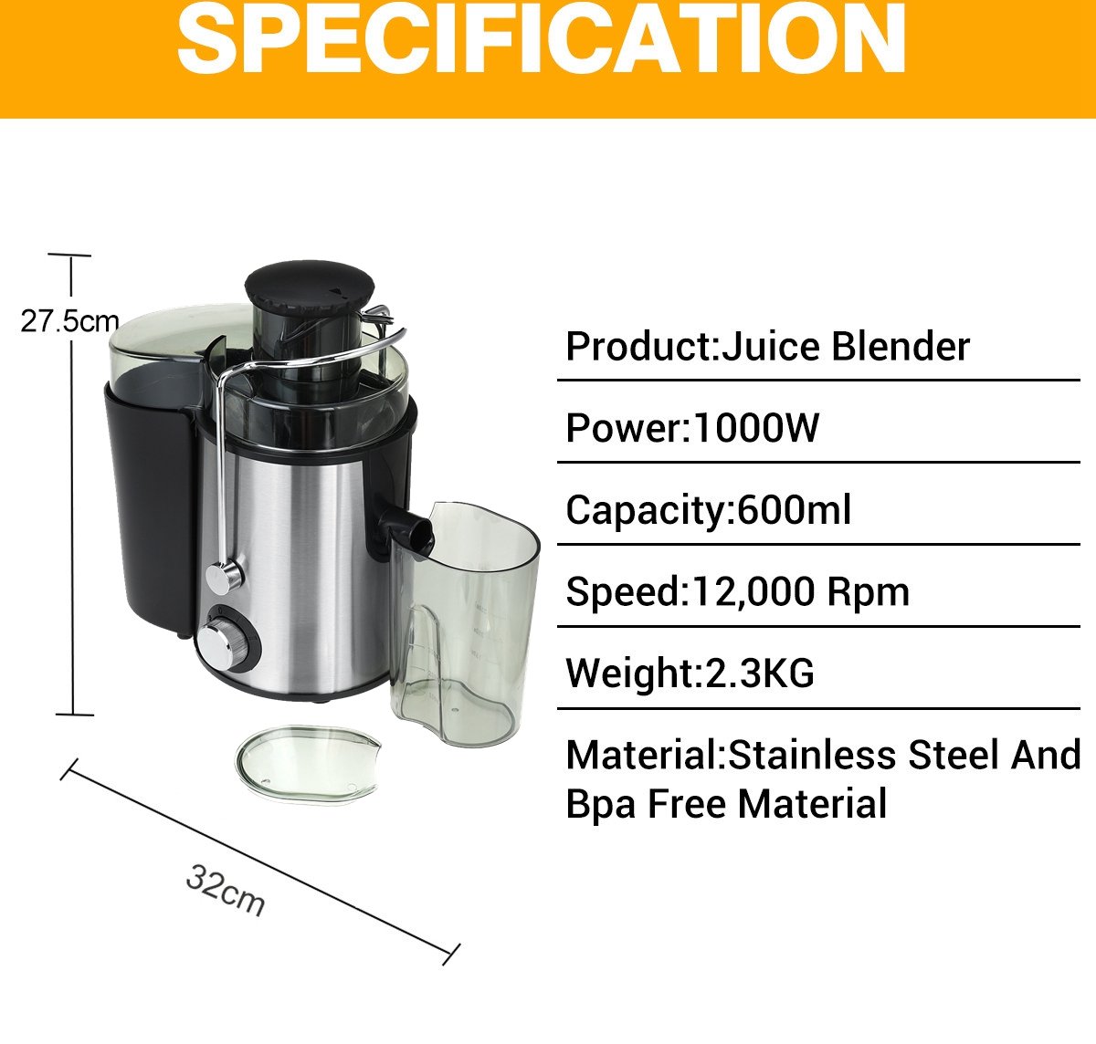 SOKANY Sapcentrifuge, 800 W, sapcentrifuge, groenten en fruit, 2
