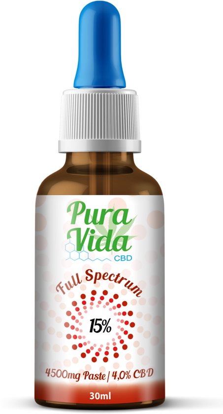 CBD Olie 15 procent - Hennep - 100% natuurlijk - Biologisch - 30 ml - Pura Vida CBD