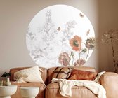 Behangcirkel 150cm Bloemenveld schets kleur - Wallz