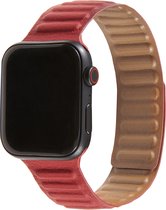 Geschikt voor Apple Watch Bandje 38/40/41mm - Leer met magneetsluiting - Rood