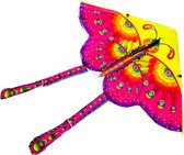 Vlieger groot 90cm vlinder mix kleur - vlieger - vliegerpapier - matrasvlieger - stuntvlieger - vliegertouw