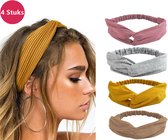 LIXIN Set van 4 stuks - Dames haarbanden - Kleur 7 - Knoop cross knitted haarbanden - Dames - Haarband volwassenen - Elastisch - Vrouwen - Meisjes - Yoga - Haaraccessoires