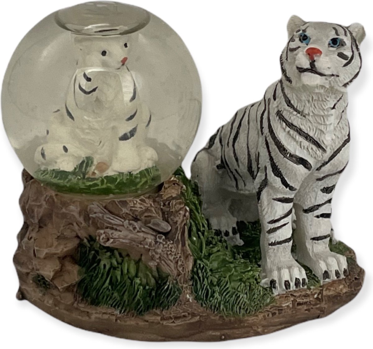 Sneeuwbol Witte Tijger - 10 x 9 x 5 cm - Decoratief - Polystone / Glas
