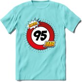 94 Jaar Hoera Verkeersbord T-Shirt | Grappig Verjaardag Cadeau | Dames - Heren | - Licht Blauw - S