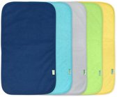 GREEN SPROUTS - 5 Stay-dry spuugdoeken - Navy, Aqua, Grijs, Groen en Geel