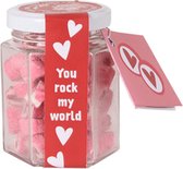 LuxuryLiving - Snoeppot met hartjes - Valentijn cadeautje voor hem of haar - 6 x 7,7 cm - Glas - Transparant