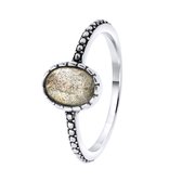 Lucardi - Dames Ring met Gemstone labradorite - Ring - Cadeau - Echt Zilver - Zilverkleurig