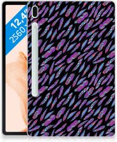 Tablet Hoesje met foto Samsung Galaxy Tab S7FE Cover Feathers Color met doorzichte zijkanten