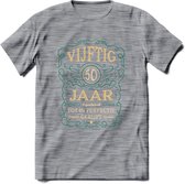 50 Jaar Legendarisch Gerijpt T-Shirt | Aqua - Ivoor | Grappig Verjaardag Cadeau | Dames - Heren | - Donker Grijs - Gemaleerd - XL