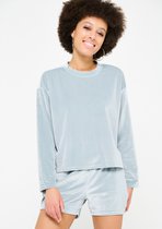 LOLALIZA Fluwelen sweater - Licht Groen - Maat XXL