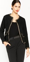 LOLALIZA Tweed blazer met lurex details - Zwart - Maat L