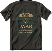 100 Jaar Legendarisch Gerijpt T-Shirt | Aqua - Ivoor | Grappig Verjaardag Cadeau | Dames - Heren | - Donker Grijs - S