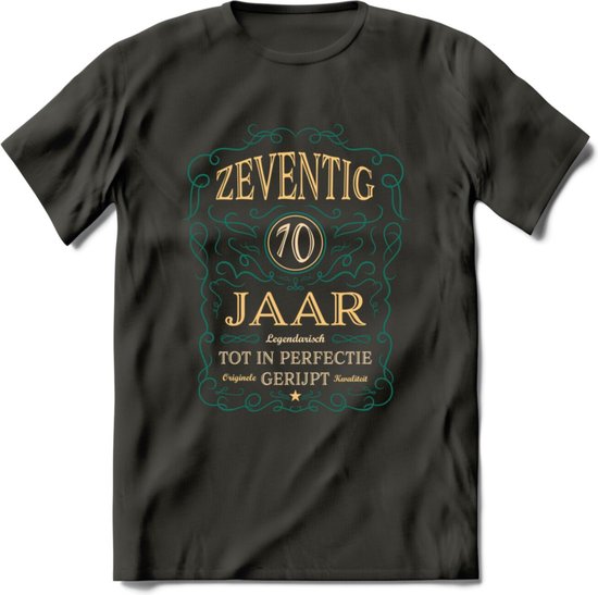 70 Jaar Legendarisch Gerijpt T-Shirt | Aqua - Ivoor | Grappig Verjaardag Cadeau | Dames - Heren | - Donker Grijs - XL
