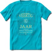 40 Jaar Legendarisch Gerijpt T-Shirt | Grijs - Ivoor | Grappig Verjaardag Cadeau | Dames - Heren | - Blauw - M