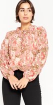 LOLALIZA Blouse met lange mouwen en bloemen - Roze - Maat 44