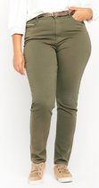 LOLALIZA Slim broek met gevlochten riem - Khaki - Maat 44