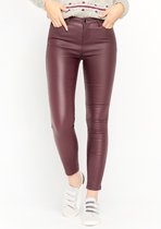 LOLALIZA Skinny broek van imitatieleer - Bordeaux - Maat 44