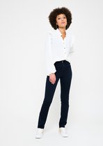 LOLALIZA Slim broek met hoge taille - Marine Blauw - Maat 46