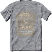 40 Jaar Legendarisch Gerijpt T-Shirt | Okergeel - Ivoor | Grappig Verjaardag Cadeau | Dames - Heren | - Donker Grijs - Gemaleerd - L