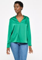 LOLALIZA Satijnen blouse met lange mouwen - Groen - Maat 38