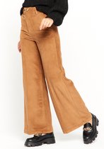 LOLALIZA Corduroy broek met wijde pijpen - Camel - Maat 46