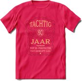 80 Jaar Legendarisch Gerijpt T-Shirt | Bordeauxrood - Ivoor | Grappig Verjaardag Cadeau | Dames - Heren | - Roze - M