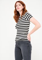 LOLALIZA T-shirt met strepen en lurex - Wit - Maat M