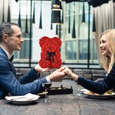 Rozenbeer | Teddybeer | Valentijn | Rood | 25,4 Cm | Kunstbloemen | Beer