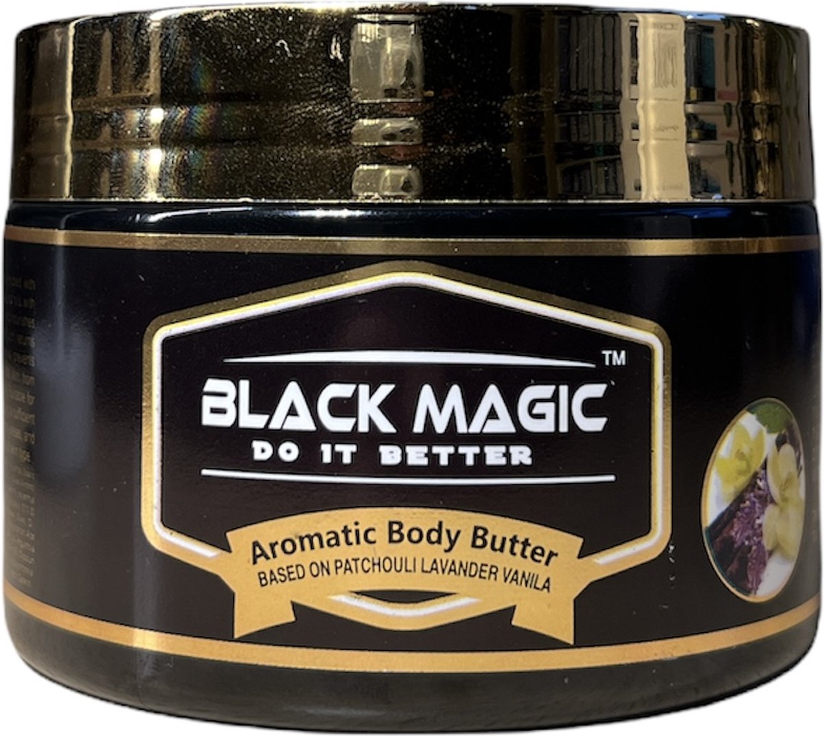 Lavendel Patchoeli Vanille body butter met Dode Zee zout mineralen Black Magic 300 ml