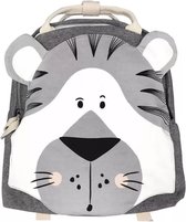 SLC Collection - Rugzak – Schooltas – Tijger - Peuters – Kleuters – Fleece – katoen – Jongens – Meisjes – Grijs – Wit - Kinderen