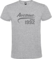 Grijs T shirt met "Awesome sinds 1992" print Zilver size M