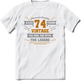 74 Jaar Legend T-Shirt | Goud - Zilver | Grappig Verjaardag Cadeau | Dames - Heren | - Wit - M