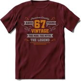 67 Jaar Legend T-Shirt | Goud - Zilver | Grappig Verjaardag Cadeau | Dames - Heren | - Burgundy - XXL