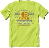 42 Jaar Legend T-Shirt | Goud - Zilver | Grappig Verjaardag Cadeau | Dames - Heren | - Groen - XXL