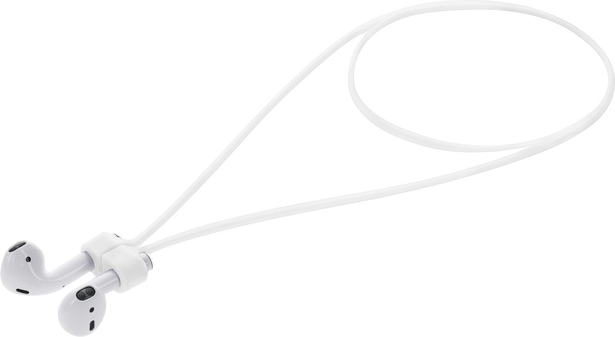 kwmobile magnetische band geschikt voor Apple Airpods 1 / 2 / 3 / Pro 1 / Pro 2 - Siliconen strap voor draadloze oordopjes - 80 cm lang - In wit