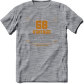 58 Jaar Legend T-Shirt | Goud - Zilver | Grappig Verjaardag Cadeau | Dames - Heren | - Donker Grijs - Gemaleerd - L