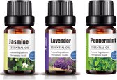 Etherische Olie Set | Jasmijn olie + Lavendel olie + Pepermunt olie Bundel | 3x Essentiële Oliën voor Aromatherapie | Sauna en Bad | Aroma Diffuser Olie (30 ml)