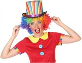 Clown verkleed set gekleurde pruik met hoge hoed - Carnaval clowns verkleedkleding en accessoires