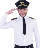 Volwassenen verkleed set voor piloot 3-delig - Carnaval - Pilotenpet stropdas schouderstukken