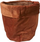 Plantentas - Planten pot - Plantenzak - Velours - Textiel - oranje - 18cm - 20cm hoog