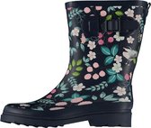 XQ Footwear - Bottes de pluie pour femmes - Bottes en caoutchouc - Femme - Festival - Imprimé fleuri - Caoutchouc - bleu foncé - Taille 42
