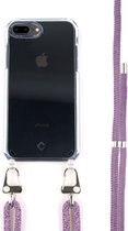 Coverzs Transparant case met paars koord geschikt voor Apple iPhone 7/8 Plus - Telefoonhoesje met koord - Backcover hoesje met koord