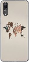 Coque Huawei P20 - Wereldkaart - Bois - Marron - Coque de téléphone en Siliconen