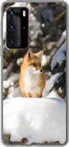 Telefoonhoesje Geschikt voor Huawei P40 Pro hoesje - Vos - Sneeuw - Boom - Siliconen Telefoonhoesje