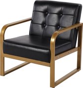 Fauteuil - Met Armleuning - Comfortabel - Stevig - Zwart/Goud