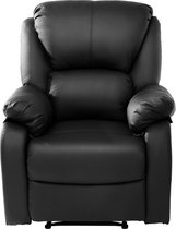 Merax Verstelbaar Relaxfauteuil - Relax Stoel - Leder / Leer - Relaxstoel - Zwart