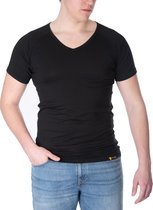 ConfidenceForAll® Heren Premium Anti Zweet Shirt met Ingenaaide Okselpads - Zijdezacht Modal en Verkoelend Katoen - Maat M V-hals Zwart