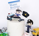 Taart Decoratie - Politie - Taarttopper - Set - Happy Birthday