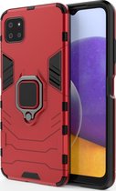 Samsung Galaxy A22 5G Hoesje - Mobigear - Armor Ring Serie - Hard Kunststof Backcover - Rood - Hoesje Geschikt Voor Samsung Galaxy A22 5G